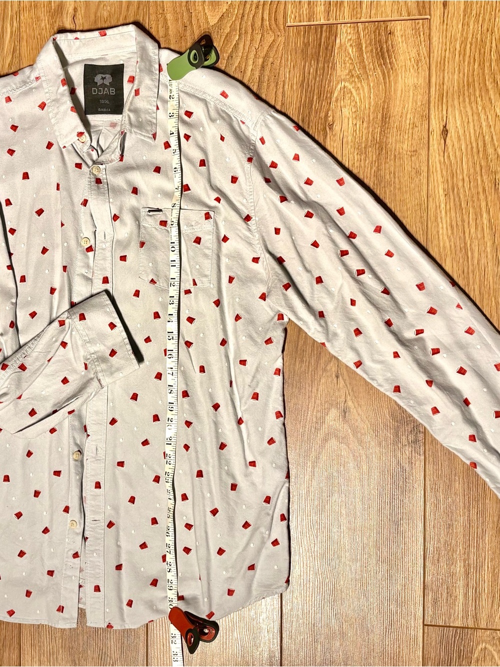 Rare and vintage DJAB, baby blue casual party Button-Up Shirt beer-pong Print